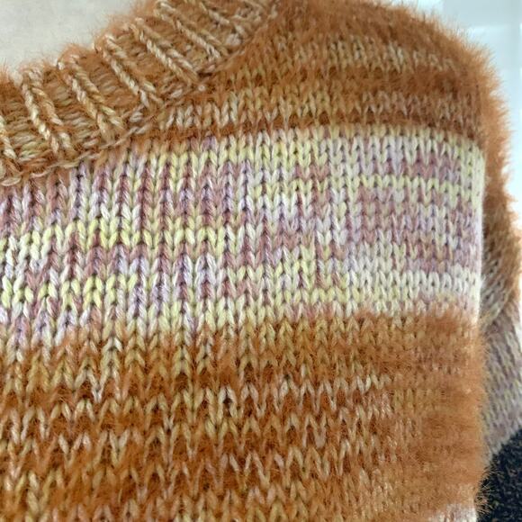 3/$15 All In Favor Soft Fuzzy Striped Sweater in Pink Brown Multi - Picture 3 of 9